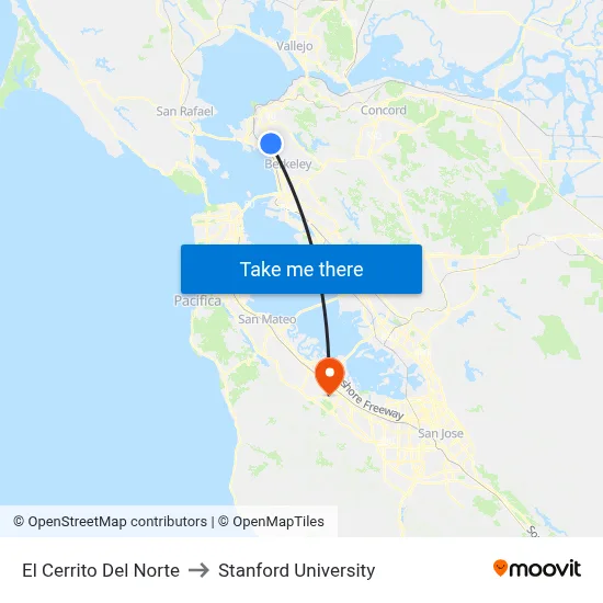 El Cerrito Del Norte to Stanford University map