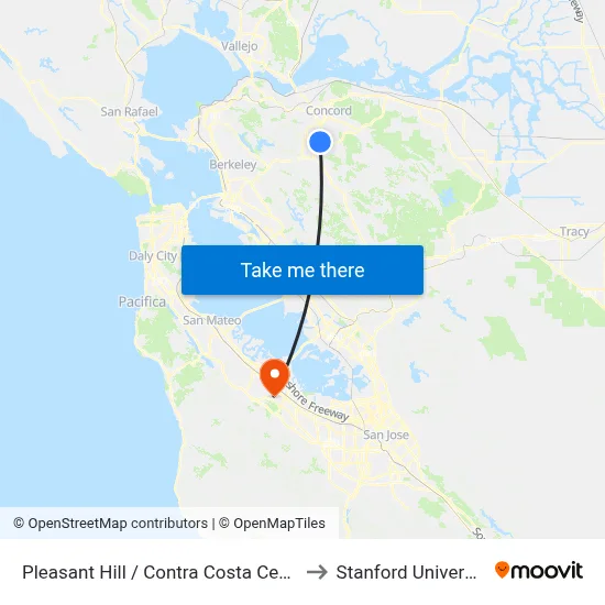 Pleasant Hill / Contra Costa Centre to Stanford University map
