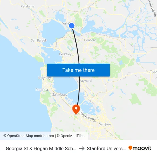 Georgia St & Hogan Middle School to Stanford University map