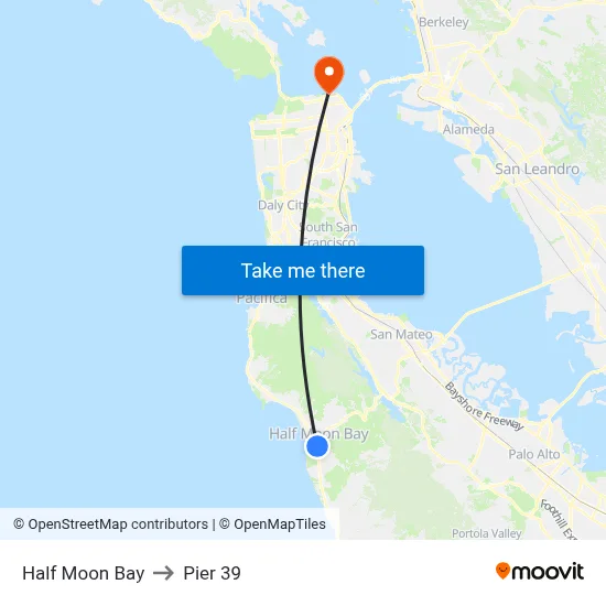 Half Moon Bay to Pier 39 map