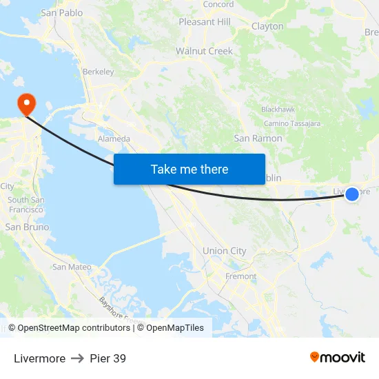 Livermore to Pier 39 map