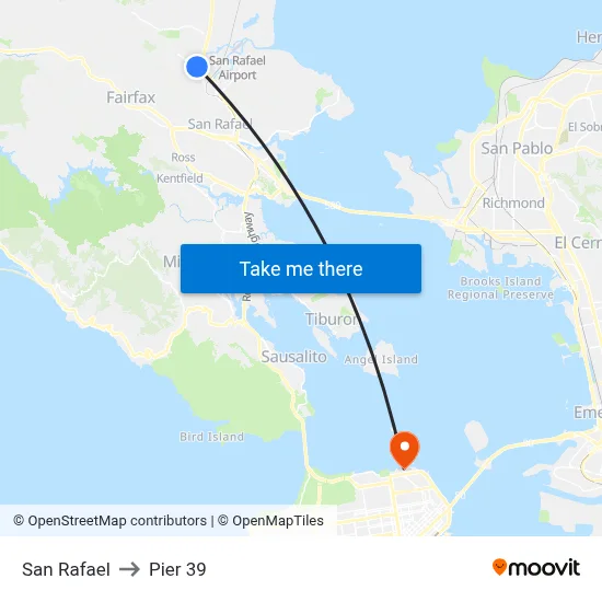 San Rafael to Pier 39 map