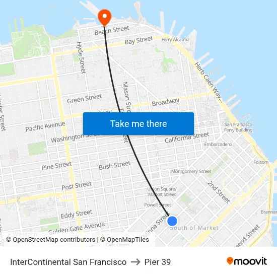 InterContinental San Francisco to Pier 39 map