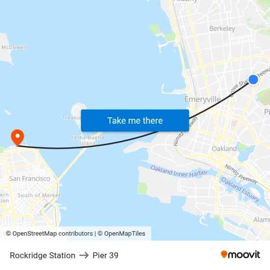 Rockridge Station to Pier 39 map