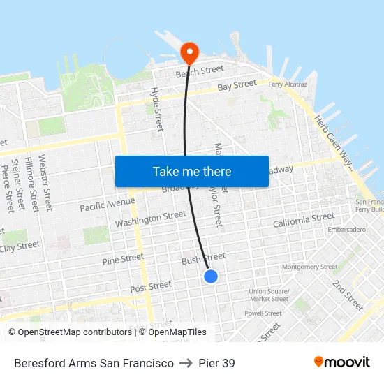 Beresford Arms San Francisco to Pier 39 map