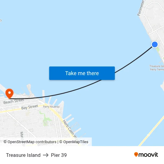 Treasure Island to Pier 39 map