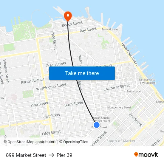 899 Market Street to Pier 39 map