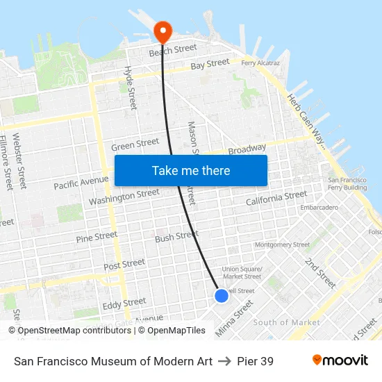 San Francisco Museum of Modern Art to Pier 39 map
