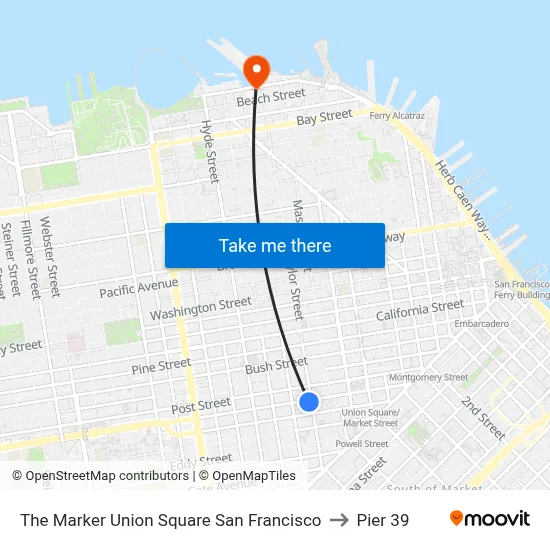 The Marker Union Square San Francisco to Pier 39 map