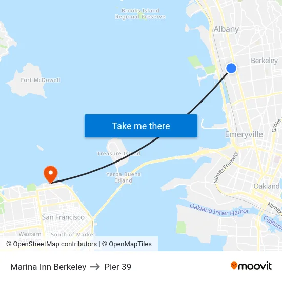 Marina Inn Berkeley to Pier 39 map