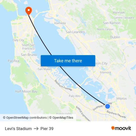 Levi's Stadium to Pier 39 map