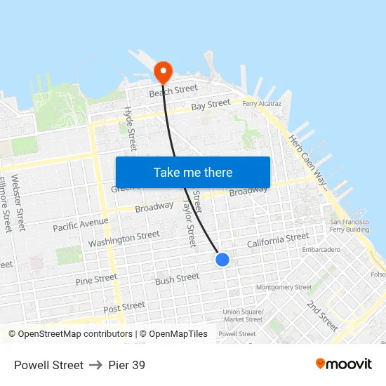 Powell Street to Pier 39 map