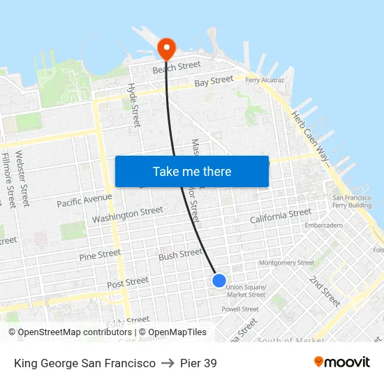 King George San Francisco to Pier 39 map