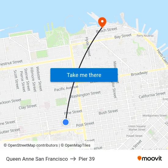 Queen Anne San Francisco to Pier 39 map