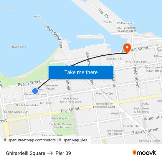 Ghirardelli Square to Pier 39 map