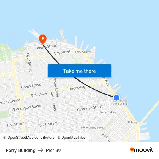 Ferry Building to Pier 39 map