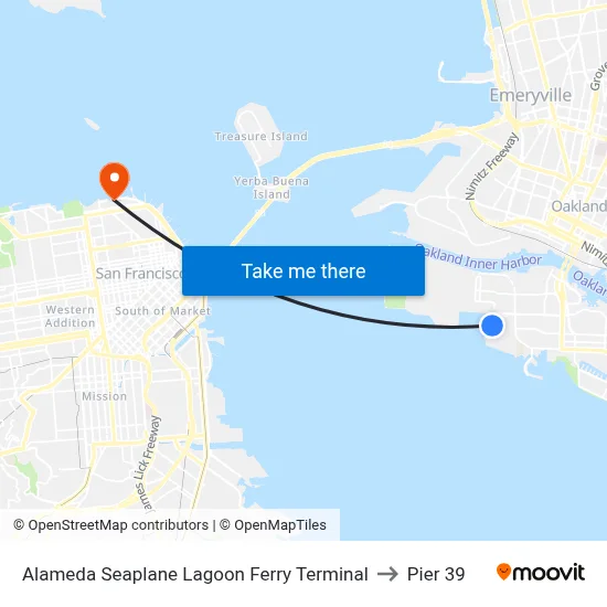 Alameda Seaplane Lagoon Ferry Terminal to Pier 39 map