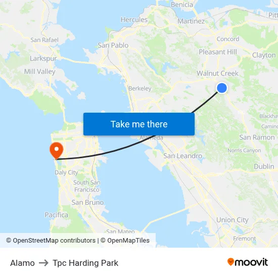 Alamo to Tpc Harding Park map