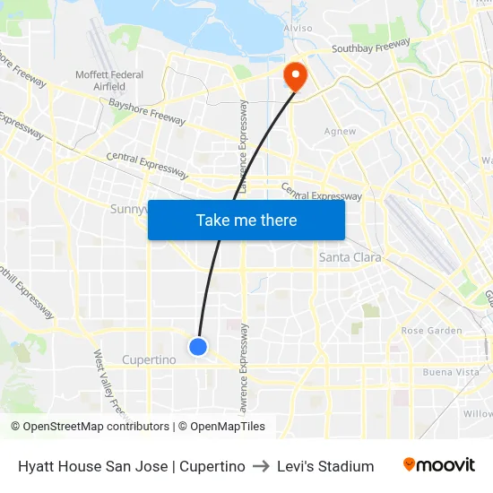 Hyatt House San Jose | Cupertino to Levi's Stadium map