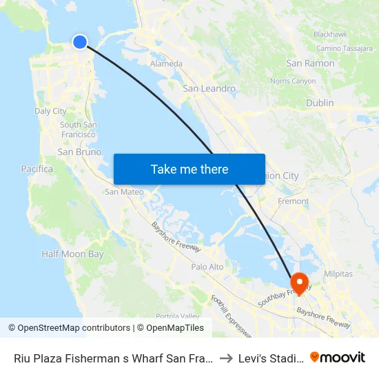Riu Plaza Fisherman s Wharf San Francisco to Levi's Stadium map