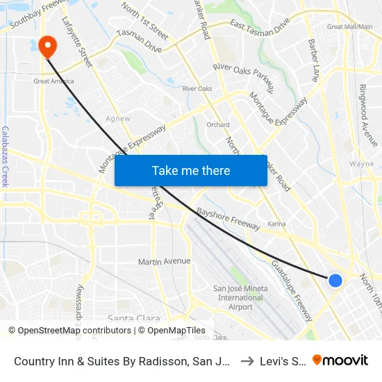 Country Inn & Suites By Radisson, San Jose International Airport, Ca to Levi's Stadium map