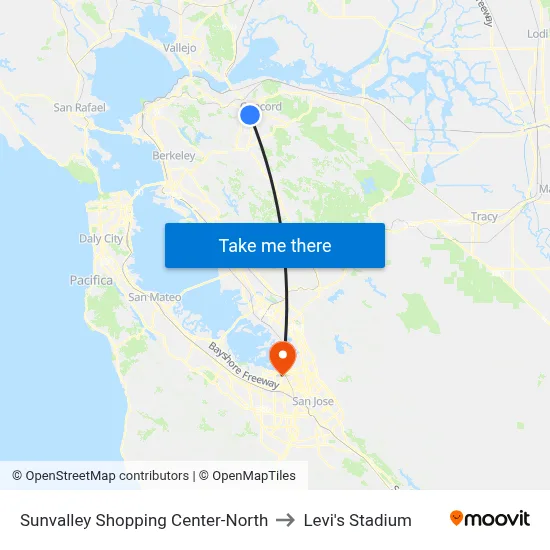 Sunvalley Shopping Center-North to Levi's Stadium map