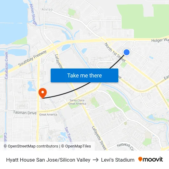 Hyatt House San Jose/Silicon Valley to Levi's Stadium map