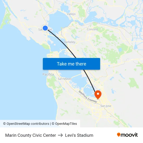 Marin County Civic Center to Levi's Stadium map