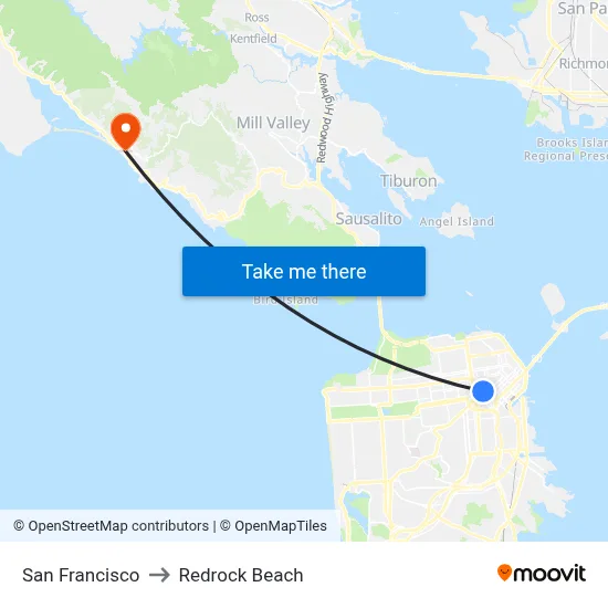 San Francisco to Redrock Beach map