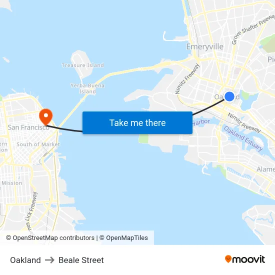 Oakland to Beale Street map