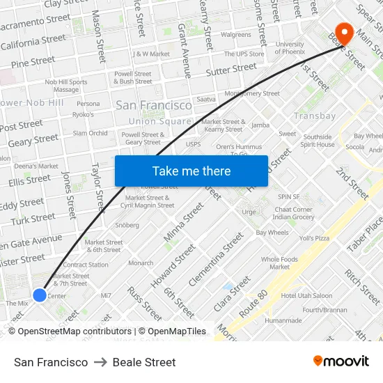 San Francisco to Beale Street map