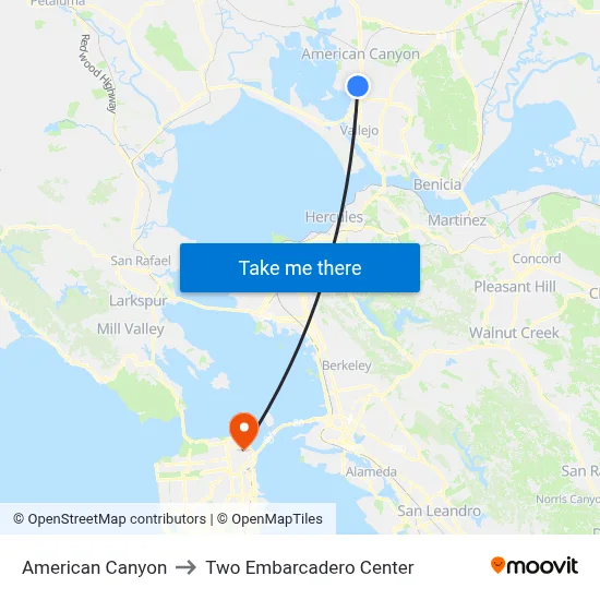 American Canyon to Two Embarcadero Center map