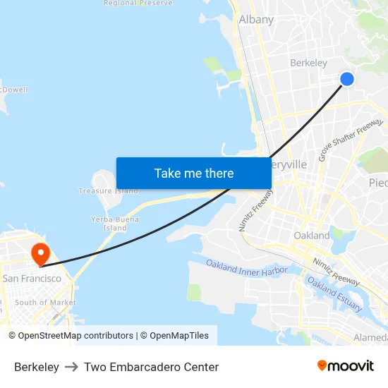Berkeley to Two Embarcadero Center map