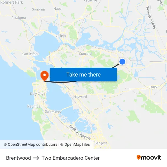 Brentwood to Two Embarcadero Center map
