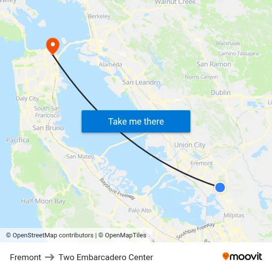 Fremont to Two Embarcadero Center map