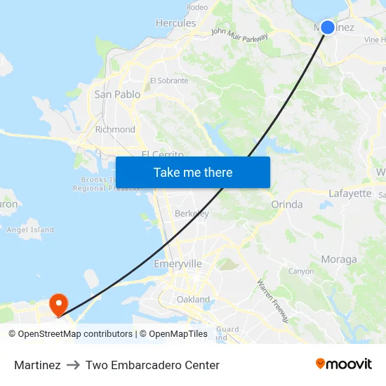 Martinez to Two Embarcadero Center map