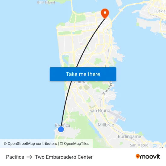 Pacifica to Two Embarcadero Center map