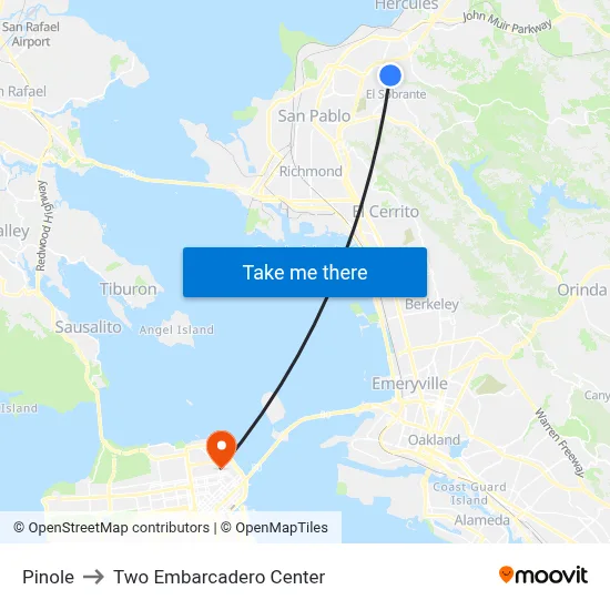 Pinole to Two Embarcadero Center map