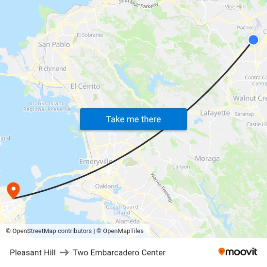 Pleasant Hill to Two Embarcadero Center map