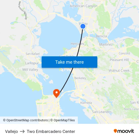Vallejo to Two Embarcadero Center map