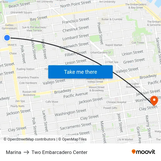 Marina to Two Embarcadero Center map