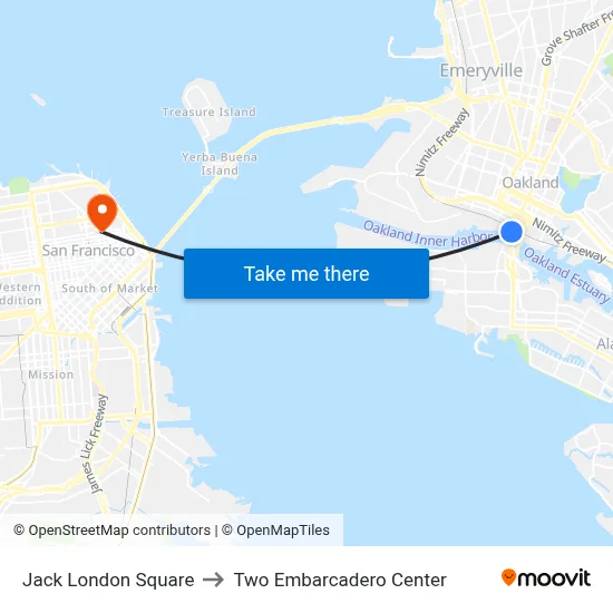 Jack London Square to Two Embarcadero Center map