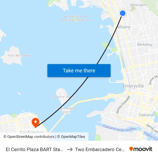 El Cerrito Plaza BART Station to Two Embarcadero Center map