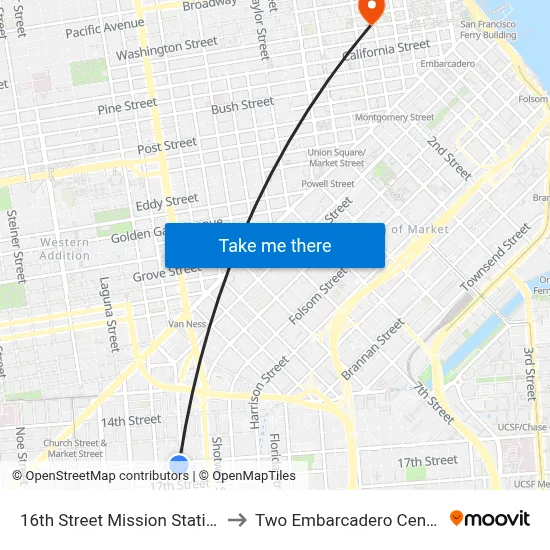 16th Street Mission Station to Two Embarcadero Center map
