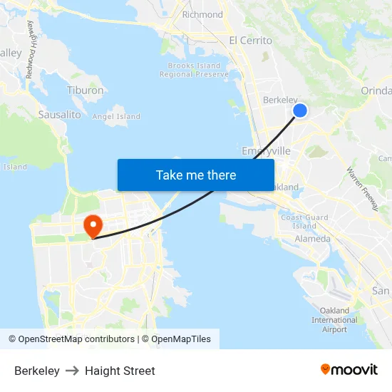 Berkeley to Haight Street map