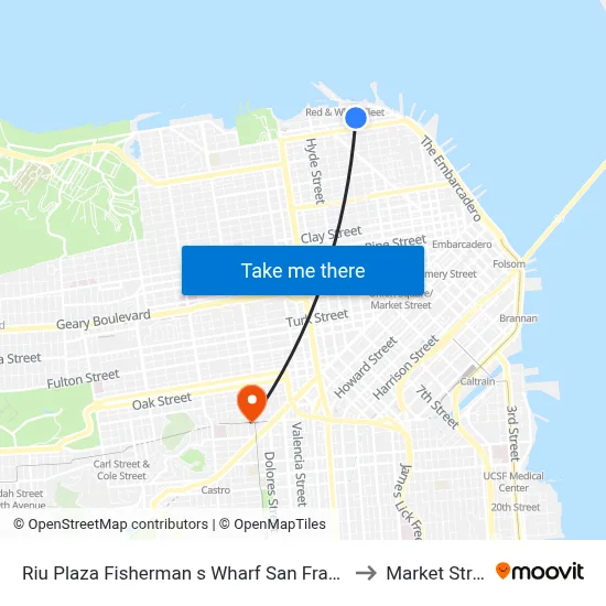 Riu Plaza Fisherman s Wharf San Francisco to Market Street map