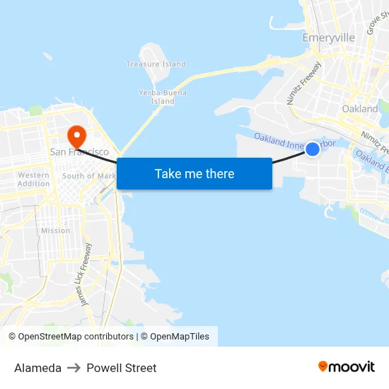 Alameda to Powell Street map