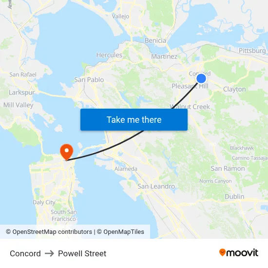 Concord to Powell Street map