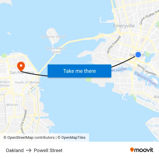 Oakland to Powell Street map
