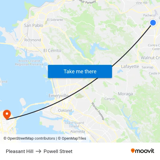 Pleasant Hill to Powell Street map